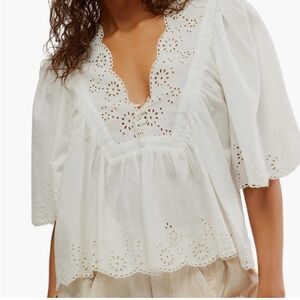 NWT Free People Costa Eyelet Top, Size Medium